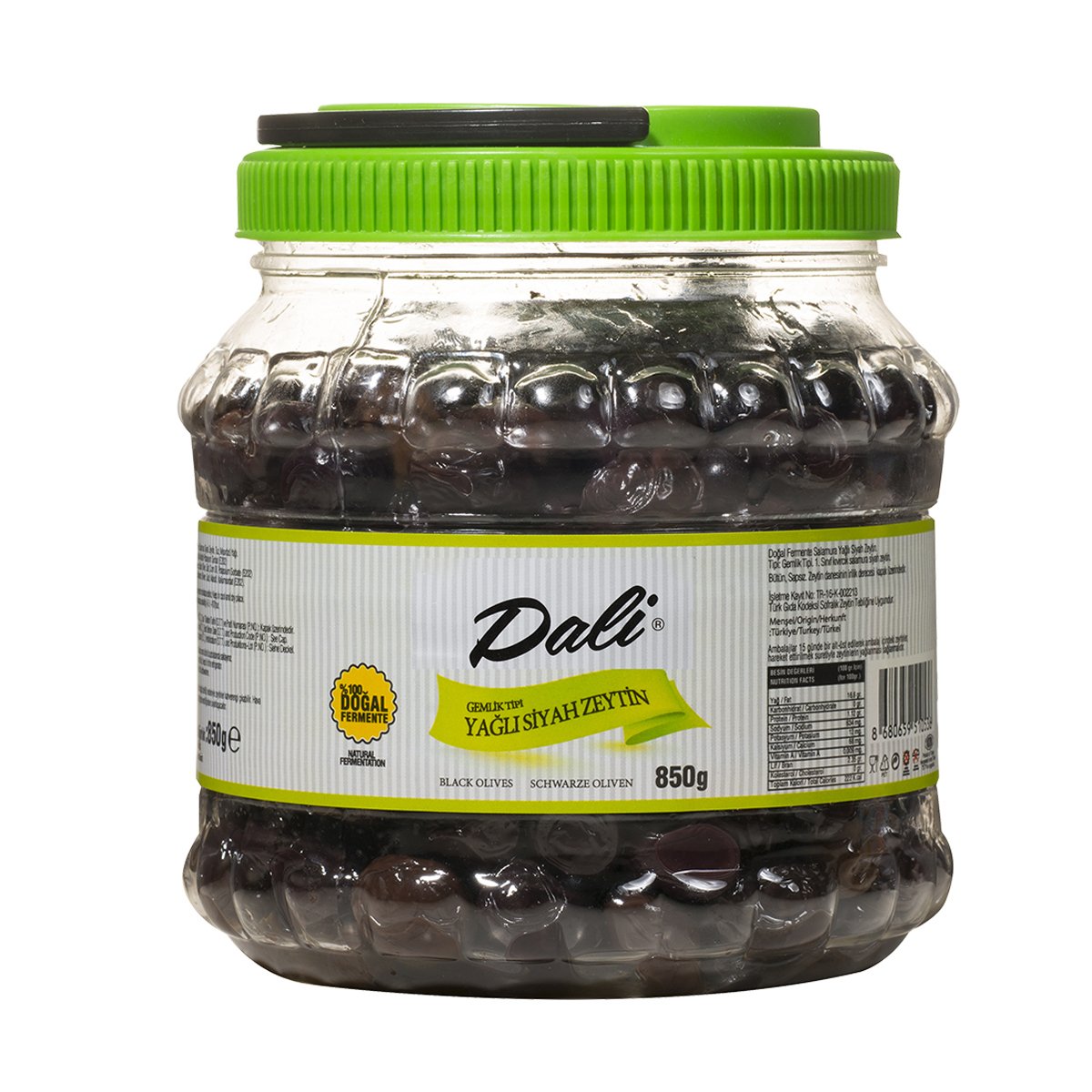Yağlı Siyah Zeytin Pet 850 gr. 381/410 (2XS-3XS)